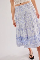 Full Swing Printed Midi Skirt