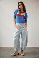 We The Free Good Luck Mid-Rise Stripe Barrel Jeans