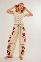 Rosalia Embroidered Pull-On Pants