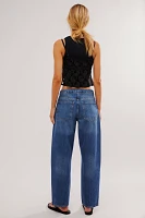 FRAME Angled Zipper Long Barrel Jeans