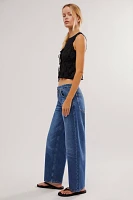 FRAME Angled Zipper Long Barrel Jeans