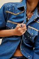 Tricia Fix Embellished Denim Wrangler Button Down