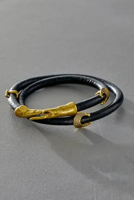 Alkemie Crescent Moon Leather Wrap Bracelet