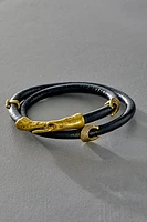 Alkemie Crescent Moon Leather Wrap Bracelet