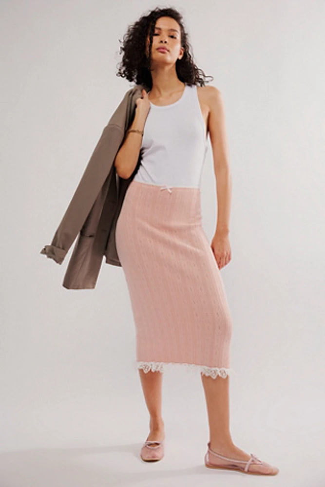 For Love & Lemons Andi Knit Midi Skirt