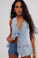 Flower Denim Vest