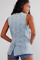 Flower Denim Vest