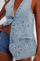 Flower Denim Vest