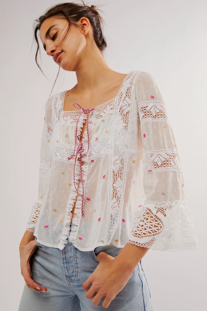 Anna Sui Arcadia Blossom Lace Top