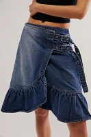 The Ragged Priest Gail Buckle Denim Skirt