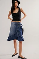 The Ragged Priest Gail Buckle Denim Skirt