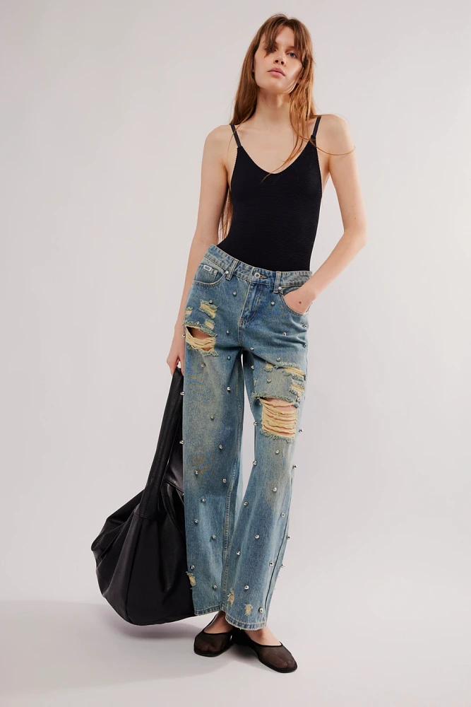 The Ragged Priest Studded Distressed Release Jeans