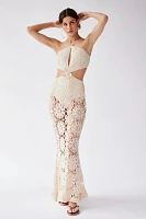 PatBO Embroidered Crochet Halter Dress