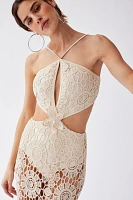 PatBO Embroidered Crochet Halter Dress