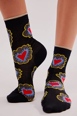 Comic Heart Crew Socks