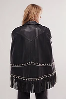 Understated Leather Moto Poncho