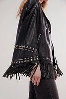 Understated Leather Moto Poncho