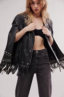 Understated Leather Moto Poncho