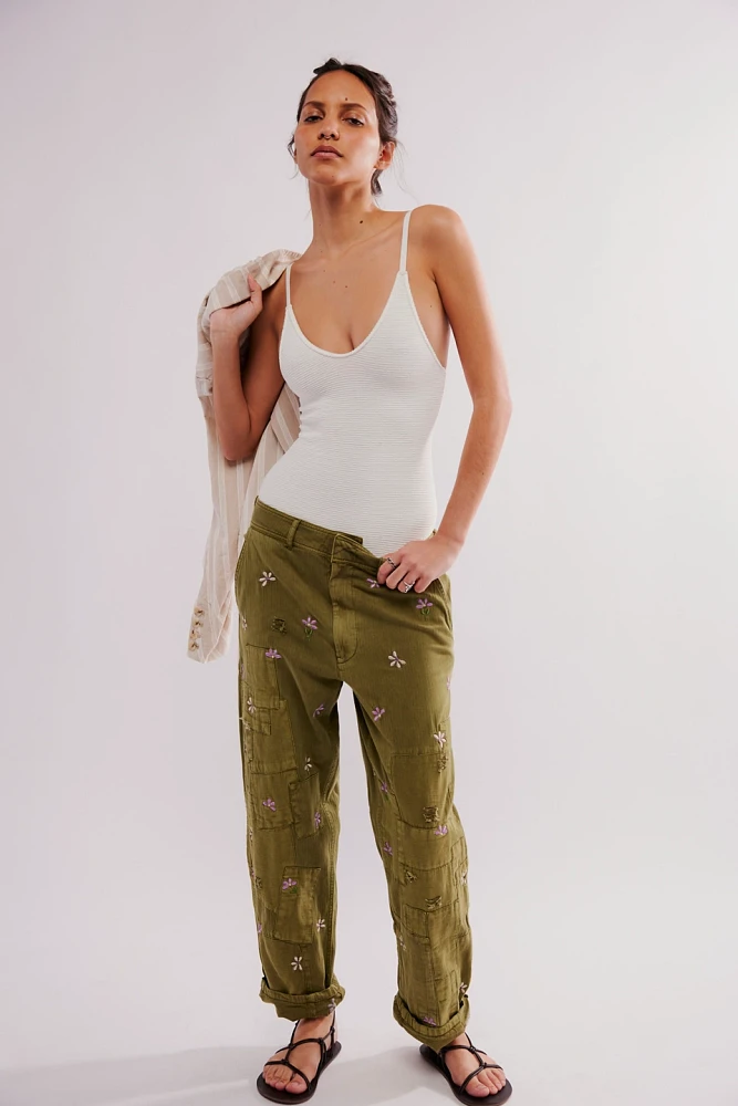 Patched Posy Pants