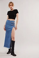 Understated Leather Western Maxi Skirt