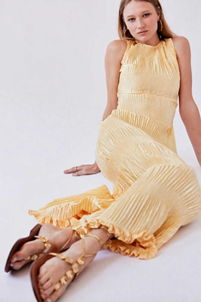 Kadiju Champagne Pleated Dress