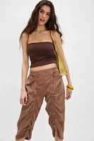 Gianna Ruched Gaucho Pull-On Pants
