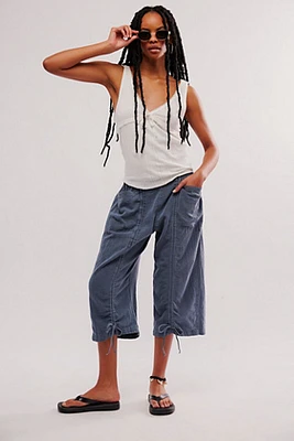 Gianna Ruched Gaucho Pull-On Pants