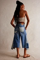 We The Free Ripple Wide-Leg Pieced Cropped Jeans