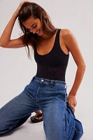 Cut-Out Plunge Textured Bodysuit