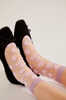 Heart Confetti Sheer Crew Socks