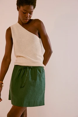 Streetside Cotton-Linen Mini Skirt