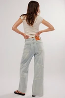 OneTeaspoon Star Straight-Leg Mid-Rise Jeans