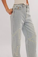 OneTeaspoon Star Straight-Leg Mid-Rise Jeans