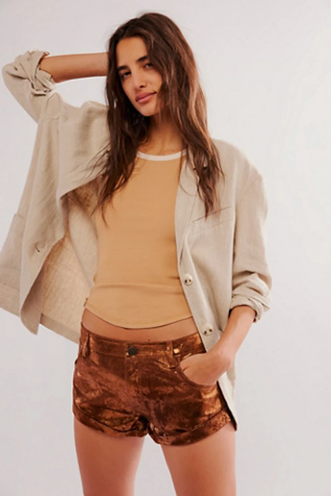 OneTeaspoon Metallic Bronze Suede Bandits Shorts