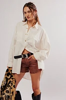 OneTeaspoon Vintage Brown Leather Shorts