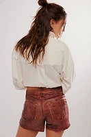 OneTeaspoon Vintage Brown Leather Shorts