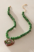 Beaded Glass Pendant Necklace