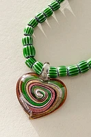 Beaded Glass Pendant Necklace