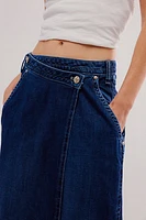 We The Free Roxie Denim Wrap Skirt