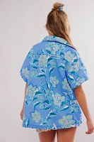 We The Free Retro Tropics Palm Linen Top