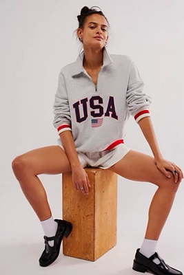 Chaser USA Rib Stripe Quarter Zip