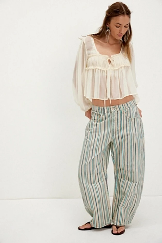 We The Free Good Luck Printed Barrel Jeans
