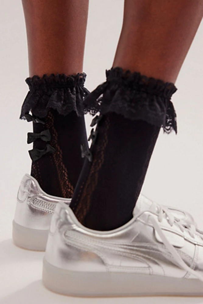 Mini Bow Sheer Ruffle Crew Socks