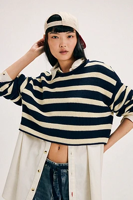 Denimist Cropped Stripe Relaxed Sweater