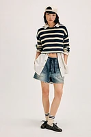 Denimist Cropped Stripe Relaxed Sweater