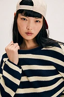 Denimist Cropped Stripe Relaxed Sweater