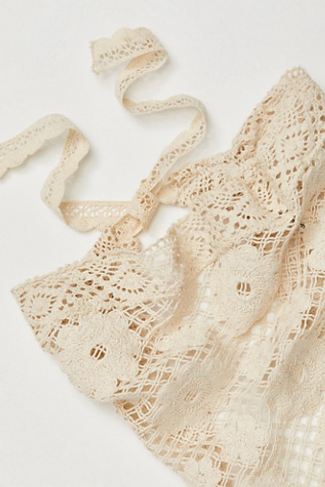 Curried Myrrh Clover Crochet Hair Scarf | Pacific City display picture 2