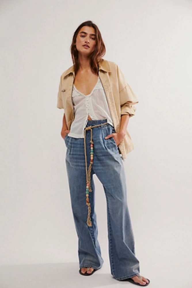 Dr. Collectors Pleated Wide-Leg Jeans