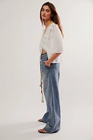 Dr. Collectors Pleated Wide-Leg Jeans