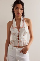 May Embroidered Halter Top